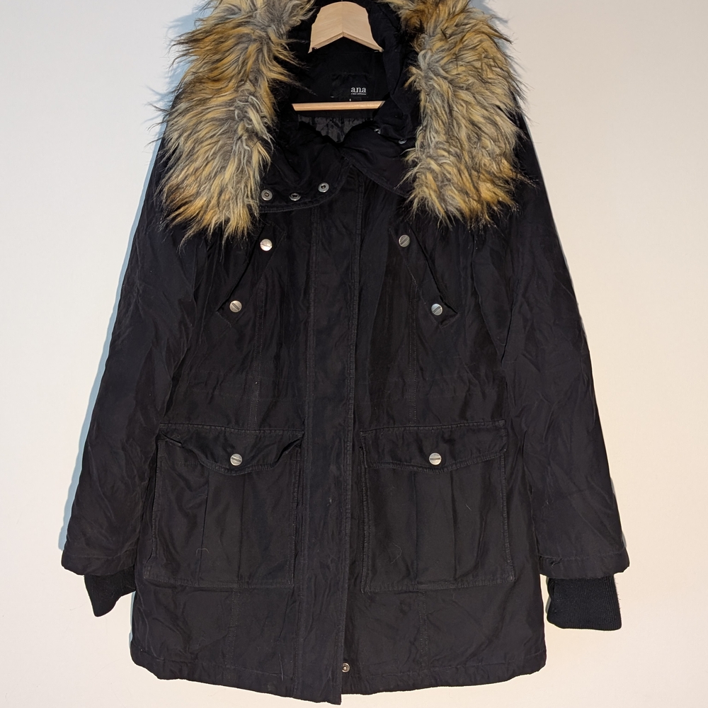 a.n.a Black Utility Jacket with Faux Fur Trim